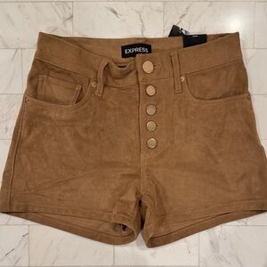 Express Women's Brown High-Waisted Suede Shorts